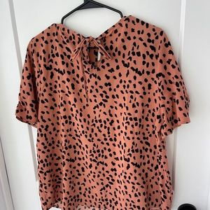 XL Orange Black Dot Blouse